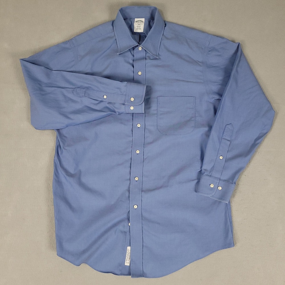 Brooks Brothers Shirt Mens 16-2/3 Blue Regent Fit Cotton Non-Iron 1818 Dress